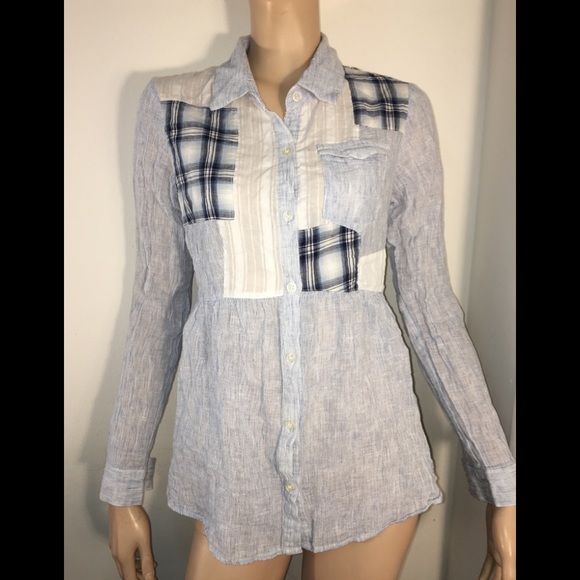 Free People Tops - Free People patchwork tunic blue small